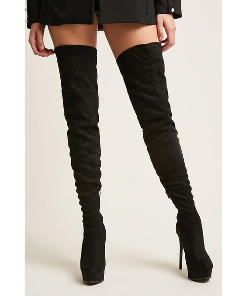 FOREVER 21（フォーエバー トゥエンティーワン）の「FOREVER 21 Faux Suede Over-the-Knee Boots（ブーツ・レディース・Black・5.5/7/7.5/8）」の2枚目の写真