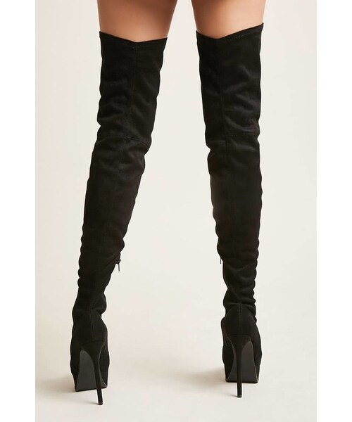 FOREVER 21（フォーエバー トゥエンティーワン）の「FOREVER 21 Faux Suede Over-the-Knee Boots（ブーツ・レディース・Black・5.5/7/7.5/8）」の3枚目の写真