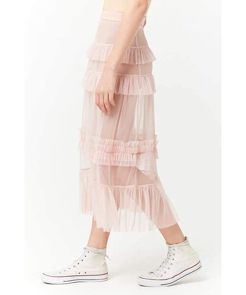 FOREVER 21（フォーエバー トゥエンティーワン）の「FOREVER 21 Tiered Mesh Tulle Maxi Skirt（スカート・レディース・Pink・Small/Medium/Large）」の3枚目の写真
