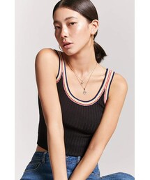 FOREVER 21 | FOREVER 21 Stripe-Trim Ribbed Tank Top(タンクトップ)