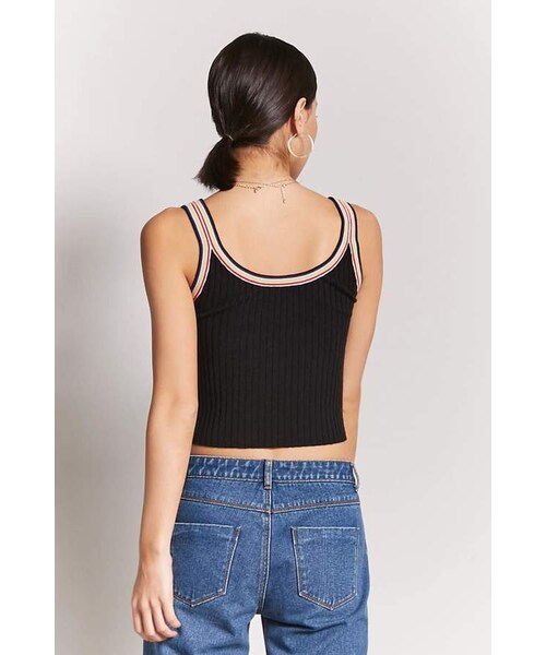 FOREVER 21(フォーエバー トゥエンティーワン)の「FOREVER 21 Stripe-Trim Ribbed Tank Top(タンクトップ・レディース・Black/White・Medium/Large)」の6枚目の写真