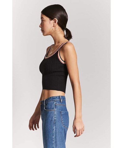 FOREVER 21(フォーエバー トゥエンティーワン)の「FOREVER 21 Stripe-Trim Ribbed Tank Top(タンクトップ・レディース・Black/White・Medium/Large)」の8枚目の写真