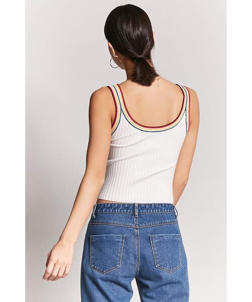 FOREVER 21(フォーエバー トゥエンティーワン)の「FOREVER 21 Stripe-Trim Ribbed Tank Top(タンクトップ・レディース・Black/White・Medium/Large)」の3枚目の写真