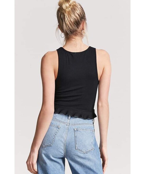 FOREVER 21（フォーエバー トゥエンティーワン）の「FOREVER 21 Ribbed Flounce-Hem Tank Top（タンクトップ・レディース・Black/Gold/Red/Blue/White・Small/Medium/Large）」の18枚目の写真