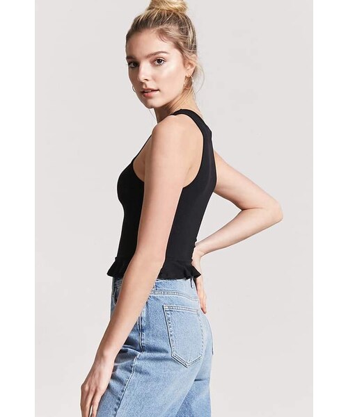 FOREVER 21（フォーエバー トゥエンティーワン）の「FOREVER 21 Ribbed Flounce-Hem Tank Top（タンクトップ・レディース・Black/Gold/Red/Blue/White・Small/Medium/Large）」の13枚目の写真
