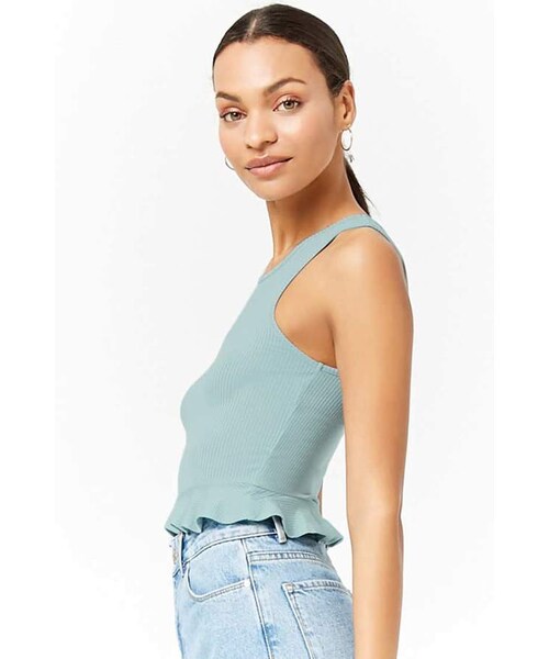 FOREVER 21（フォーエバー トゥエンティーワン）の「FOREVER 21 Ribbed Flounce-Hem Tank Top（タンクトップ・レディース・Black/Gold/Red/Blue/White・Small/Medium/Large）」の19枚目の写真