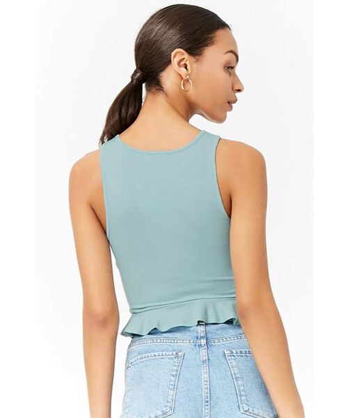 FOREVER 21（フォーエバー トゥエンティーワン）の「FOREVER 21 Ribbed Flounce-Hem Tank Top（タンクトップ・レディース・Black/Gold/Red/Blue/White・Small/Medium/Large）」の10枚目の写真