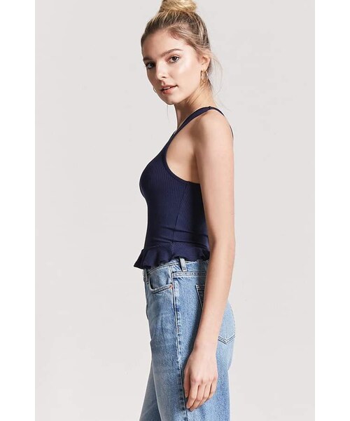 FOREVER 21（フォーエバー トゥエンティーワン）の「FOREVER 21 Ribbed Flounce-Hem Tank Top（タンクトップ・レディース・Black/Gold/Red/Blue/White・Small/Medium/Large）」の20枚目の写真