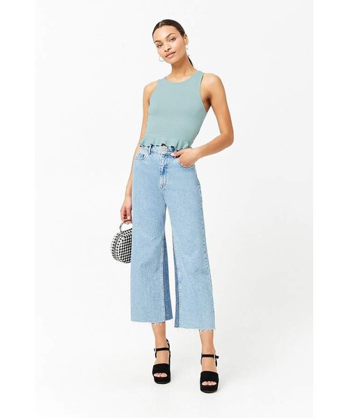 FOREVER 21（フォーエバー トゥエンティーワン）の「FOREVER 21 Ribbed Flounce-Hem Tank Top（タンクトップ・レディース・Black/Gold/Red/Blue/White・Small/Medium/Large）」の14枚目の写真