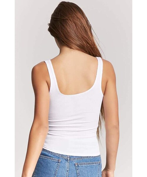 FOREVER 21（フォーエバー トゥエンティーワン）の「FOREVER 21 Ribbed Scoop Neck Tank Top（タンクトップ・レディース・Black/Blue/Pink/White・Small/Medium/Large）」の15枚目の写真