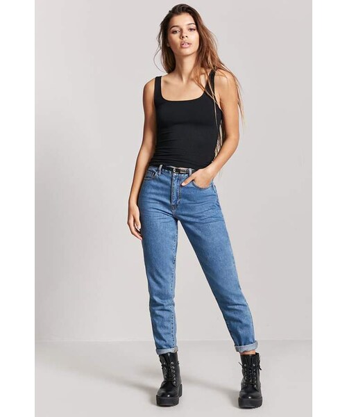 FOREVER 21（フォーエバー トゥエンティーワン）の「FOREVER 21 Ribbed Scoop Neck Tank Top（タンクトップ・レディース・Black/Blue/Pink/White・Small/Medium/Large）」の11枚目の写真