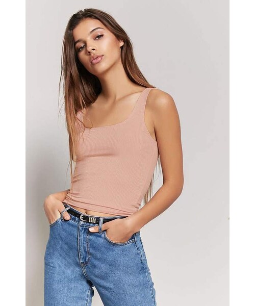 FOREVER 21（フォーエバー トゥエンティーワン）の「FOREVER 21 Ribbed Scoop Neck Tank Top（タンクトップ・レディース・Black/Blue/Pink/White・Small/Medium/Large）」の4枚目の写真