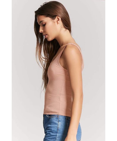 FOREVER 21（フォーエバー トゥエンティーワン）の「FOREVER 21 Ribbed Scoop Neck Tank Top（タンクトップ・レディース・Black/Blue/Pink/White・Small/Medium/Large）」の6枚目の写真