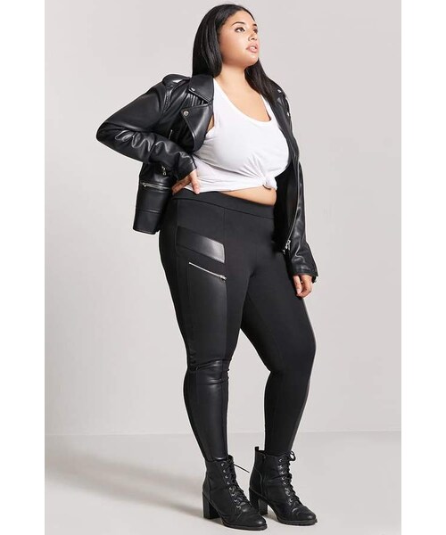 Faux leather panel leggings | SiAra Clothing Store, LLC