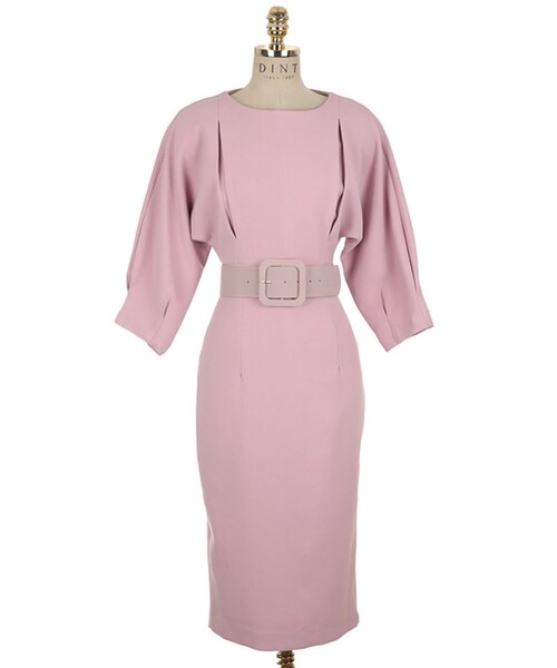 DINT（ディント）の「マル体フォーマルワンピース（ベルトset）（ワンピース・レディース・Pink/Blue/Black・S/M）」の4枚目の写真