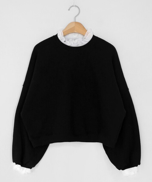 DHOLIC（ディーホリック）の「レイヤードフリルスウェット（スウェット・レディース・ベージュ/ピンク/ブラック・FREE）」の2枚目の写真