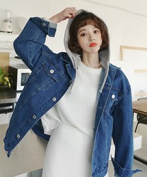 DHOLIC | フード付きデニムジャケット(デニムジャケット)