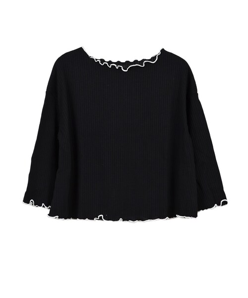 STYLEBLOCK（スタイルブロック）の「ワイドリブメローフレアスリーブトップス（Tシャツ/カットソー・レディース・アイボリー/イエロー/グリーン系/ラベンダー/ブラック・M）」の2枚目の写真