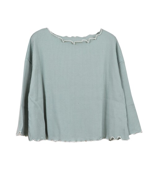 STYLEBLOCK（スタイルブロック）の「ワイドリブメローフレアスリーブトップス（Tシャツ/カットソー・レディース・アイボリー/イエロー/グリーン系/ラベンダー/ブラック・M）」の3枚目の写真