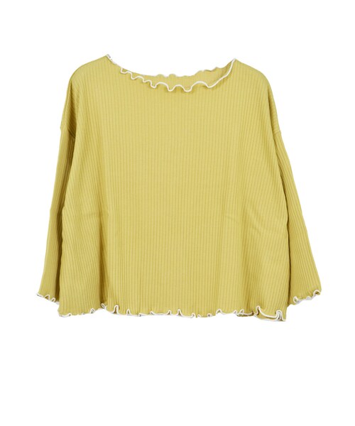 STYLEBLOCK（スタイルブロック）の「ワイドリブメローフレアスリーブトップス（Tシャツ/カットソー・レディース・アイボリー/イエロー/グリーン系/ラベンダー/ブラック・M）」の5枚目の写真