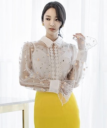 DINT | フラワー刺繍シーツルーブラウス（インナーset）(シャツ/ブラウス)