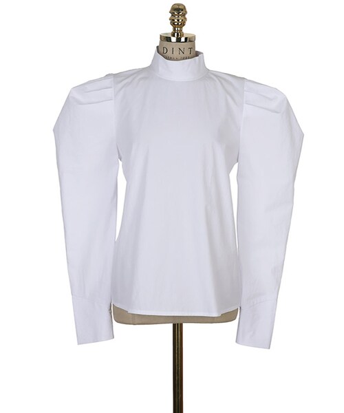 DINT（ディント）の「ハイネックボリュームパフブラウス（シャツ/ブラウス・レディース・White/Blue・one(44~66size)）」の2枚目の写真