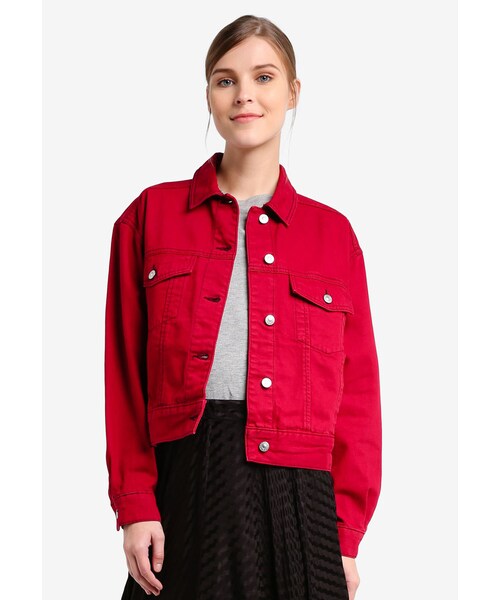 topshop red denim jacket