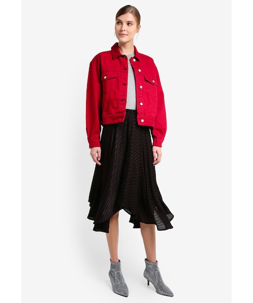 red denim jacket topshop