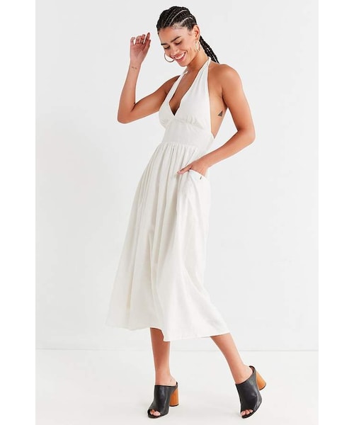 urban outfitters white linen dress