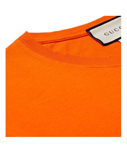 GUCCI（グッチ）の「Gucci Distressed Printed Cotton-Jersey T-Shirt（Tシャツ/カットソー・メンズ・Orange・XXXL/XL/XXL/M/L/S/XS）」の4枚目の写真