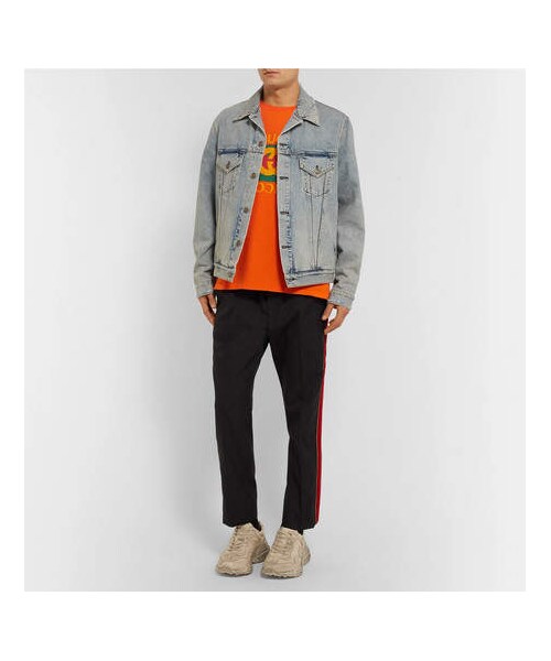 GUCCI（グッチ）の「Gucci Distressed Printed Cotton-Jersey T-Shirt（Tシャツ/カットソー・メンズ・Orange・XXXL/XL/XXL/M/L/S/XS）」の3枚目の写真