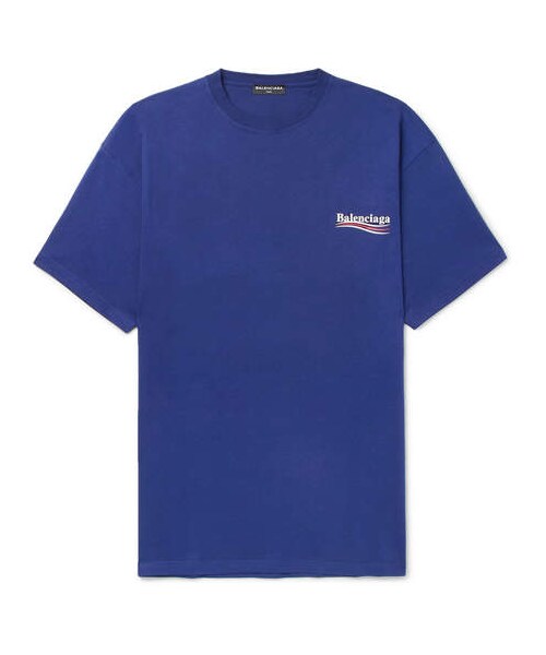 BALENCIAGA(バレンシアガ)の「Balenciaga Printed Cotton-Jersey T-Shirt(Tシャツ/カットソー・メンズ・Blue・XXL/L/XL/S/M/XS)」の1枚目の写真