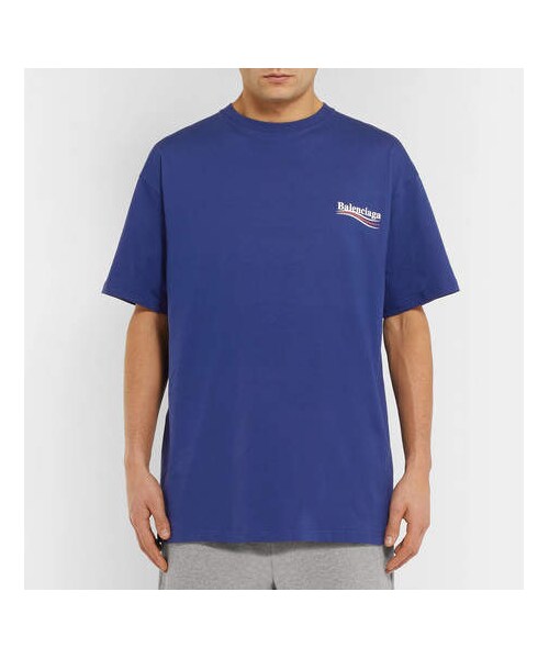 BALENCIAGA(バレンシアガ)の「Balenciaga Printed Cotton-Jersey T-Shirt(Tシャツ/カットソー・メンズ・Blue・XXL/L/XL/S/M/XS)」の5枚目の写真