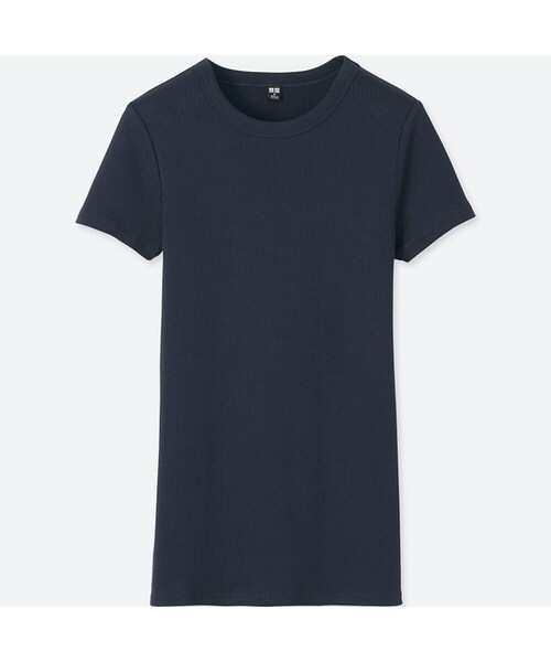 UNIQLO（ユニクロ）の「スーピマコットンリブクルーネックT（半袖）（Tシャツ/カットソー・レディース・WHITE 00/GREEN 55/NAVY 69/PINK 11/RED 13/LIGHT GRAY 02/BLACK 09/YELLOW 43・3XL/XXL/L/S/M/XS/XL）」の5枚目の写真