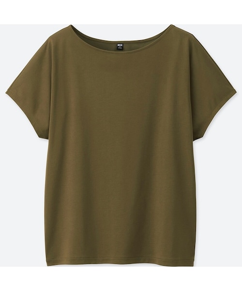 UNIQLO（ユニクロ）の「ドレープクルーネックT（半袖）（Tシャツ/カットソー・レディース・WHITE 00/BLACK 09/LIGHT GRAY 02/BLUE 68/PINK 12/PINK 10/OLIVE 56・XL/L/XXL/XS/M/3XL/S）」の4枚目の写真