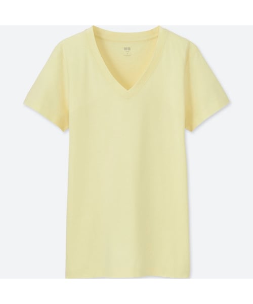 UNIQLO（ユニクロ）の「スーピマコットンテンジクＶネックＴ（半袖）＋（Tシャツ/カットソー・レディース・WHITE 00/BLACK 09/YELLOW 41/PINK 11/LIGHT GRAY 02/RED 14/BLUE 66/OLIVE 56・S/3XL/L/XXL/XS/M/XL）」の6枚目の写真