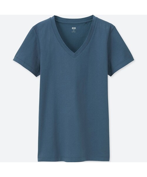 UNIQLO（ユニクロ）の「スーピマコットンテンジクＶネックＴ（半袖）＋（Tシャツ/カットソー・レディース・WHITE 00/BLACK 09/YELLOW 41/PINK 11/LIGHT GRAY 02/RED 14/BLUE 66/OLIVE 56・S/3XL/L/XXL/XS/M/XL）」の5枚目の写真