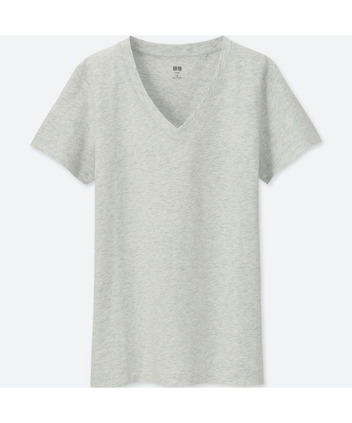 UNIQLO（ユニクロ）の「スーピマコットンテンジクＶネックＴ（半袖）＋（Tシャツ/カットソー・レディース・WHITE 00/BLACK 09/YELLOW 41/PINK 11/LIGHT GRAY 02/RED 14/BLUE 66/OLIVE 56・S/3XL/L/XXL/XS/M/XL）」の3枚目の写真