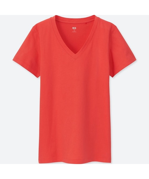 UNIQLO（ユニクロ）の「スーピマコットンテンジクＶネックＴ（半袖）＋（Tシャツ/カットソー・レディース・WHITE 00/BLACK 09/YELLOW 41/PINK 11/LIGHT GRAY 02/RED 14/BLUE 66/OLIVE 56・S/3XL/L/XXL/XS/M/XL）」の8枚目の写真