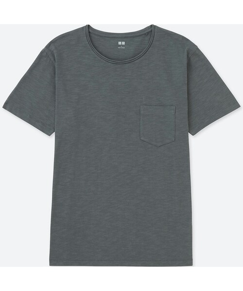 UNIQLO（ユニクロ）の「ウォッシュスラブクルーネックT（半袖）（Tシャツ/カットソー・メンズ・GREEN 54/GRAY 03/RED 16/DARK GRAY 08/WHITE 00/BLUE 62/CREAM 40/BLUE 68・M/XS/L/3XL/S/XXL/XL/4XL）」の4枚目の写真
