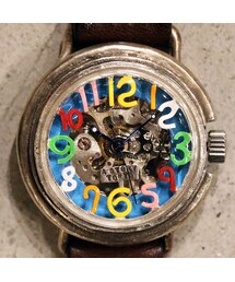 A STORY TOKYO | 自動巻式 スケルトン 機械式腕時計 float see through 数字マルチカラー 文字盤ターコイズ シルバー925 オートマ(アナログ腕時計)