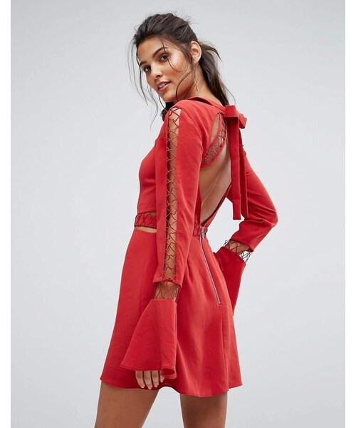 Finders Keepers(フィンダーズキーパーズ)の「Finders Keepers Finders Borderlines Dress With Open Back and Cut Out Detailing(ワンピース・レディース・Flame・XL/XS/M/L/S)」の1枚目の写真
