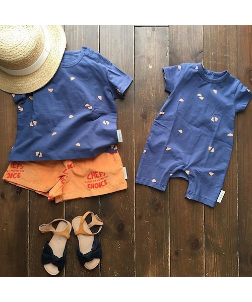 cache cache（カシュ カシュ）の「tinycottons　sandwich ss short onepiece（ロンパース・キッズ・その他）」の3枚目の写真