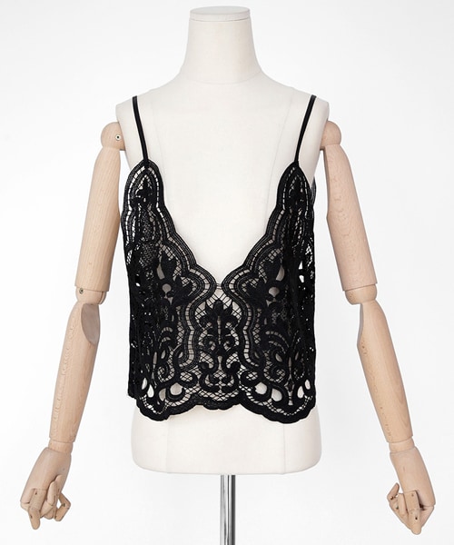 DHOLIC（ディーホリック）の「アジャストストラップレースビスチェ（ベスト・レディース・ホワイト/ブラック・FREE）」の2枚目の写真