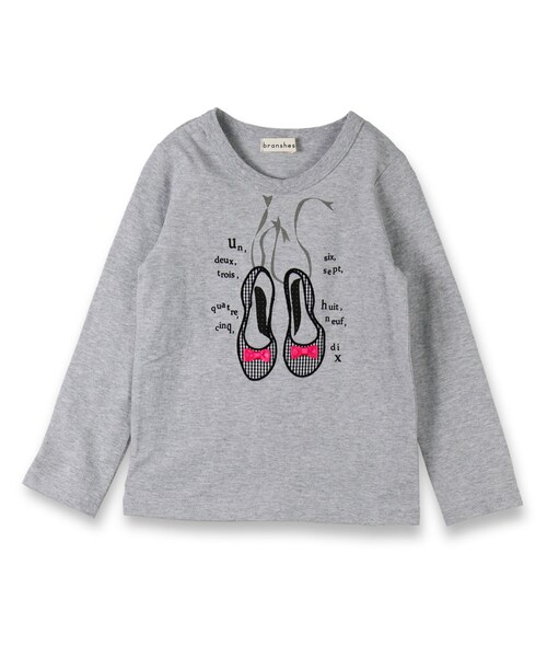 BRANSHES(ブランシェス)の「バレーシューズプリント長袖Tシャツ(Tシャツ/カットソー・キッズ・オフホワイト/杢グレー・80~130)」の2枚目の写真
