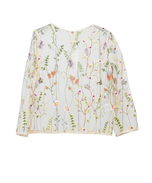 STYLEBLOCK（スタイルブロック）の「チュール花柄刺繍ブラウス（シャツ/ブラウス・レディース・ブラック/アイボリー/ホワイト・M）」の3枚目の写真