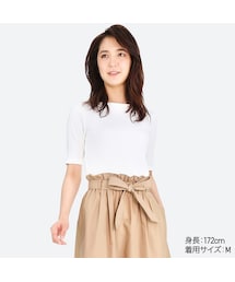 UNIQLO | リブボートネックT（5分袖）(Tシャツ/カットソー)