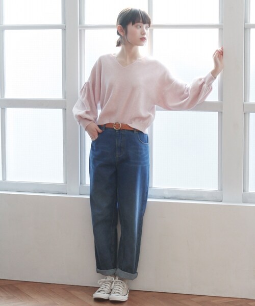 Crisp（クリスプ）の「ボーイフレンドデニムパンツ（デニムパンツ・レディース・ブルー/ネイビー/アイボリー・FREE）」の5枚目の写真