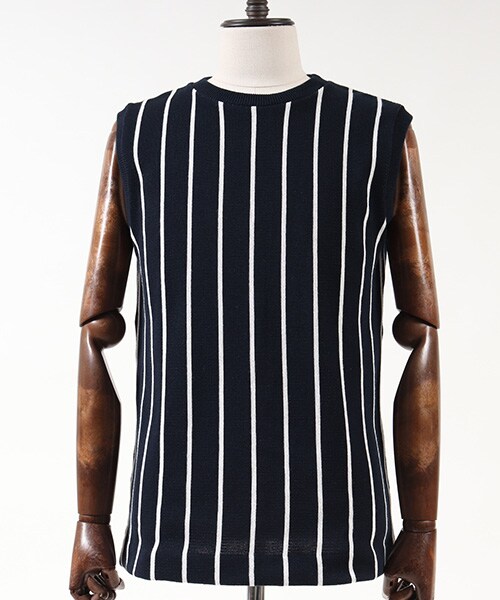 CAMBIO（カンビオ）の「ストライプニットベスト（その他・メンズ・Black/Navy/Beige・Sサイズ/Mサイズ/Lサイズ）」の7枚目の写真
