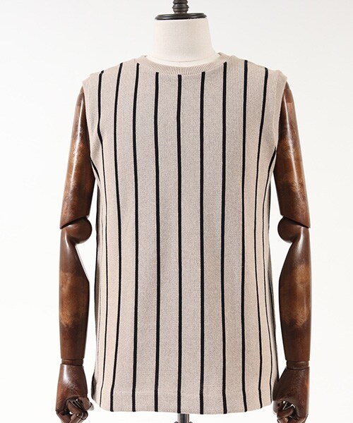 CAMBIO（カンビオ）の「ストライプニットベスト（その他・メンズ・Black/Navy/Beige・Sサイズ/Mサイズ/Lサイズ）」の9枚目の写真